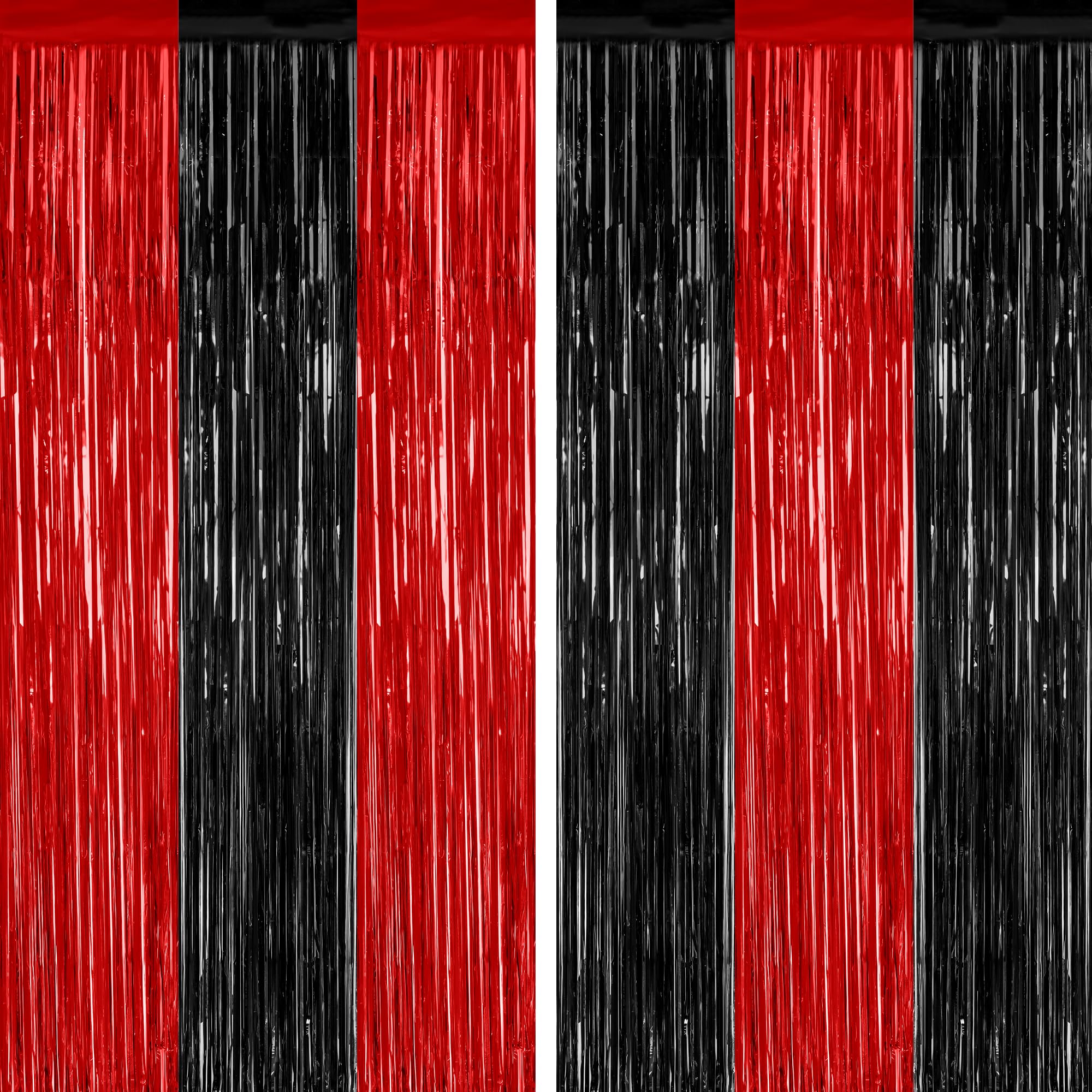 2 Pack Halloween Backdrop, 3.28 FT x 7.05 FT Foil Fringe Curtains, Orange Purple Black Party Streamer Tinsel Backdrop Curtains, Halloween Decorations Door Decor Photo Props Party Supplies